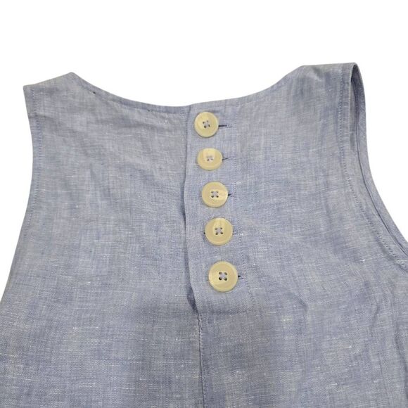 J.Crew Maxine Button-Back Shift Dress Women's Small Blue Linen Sleeveless NWT - Picture 8 of 9